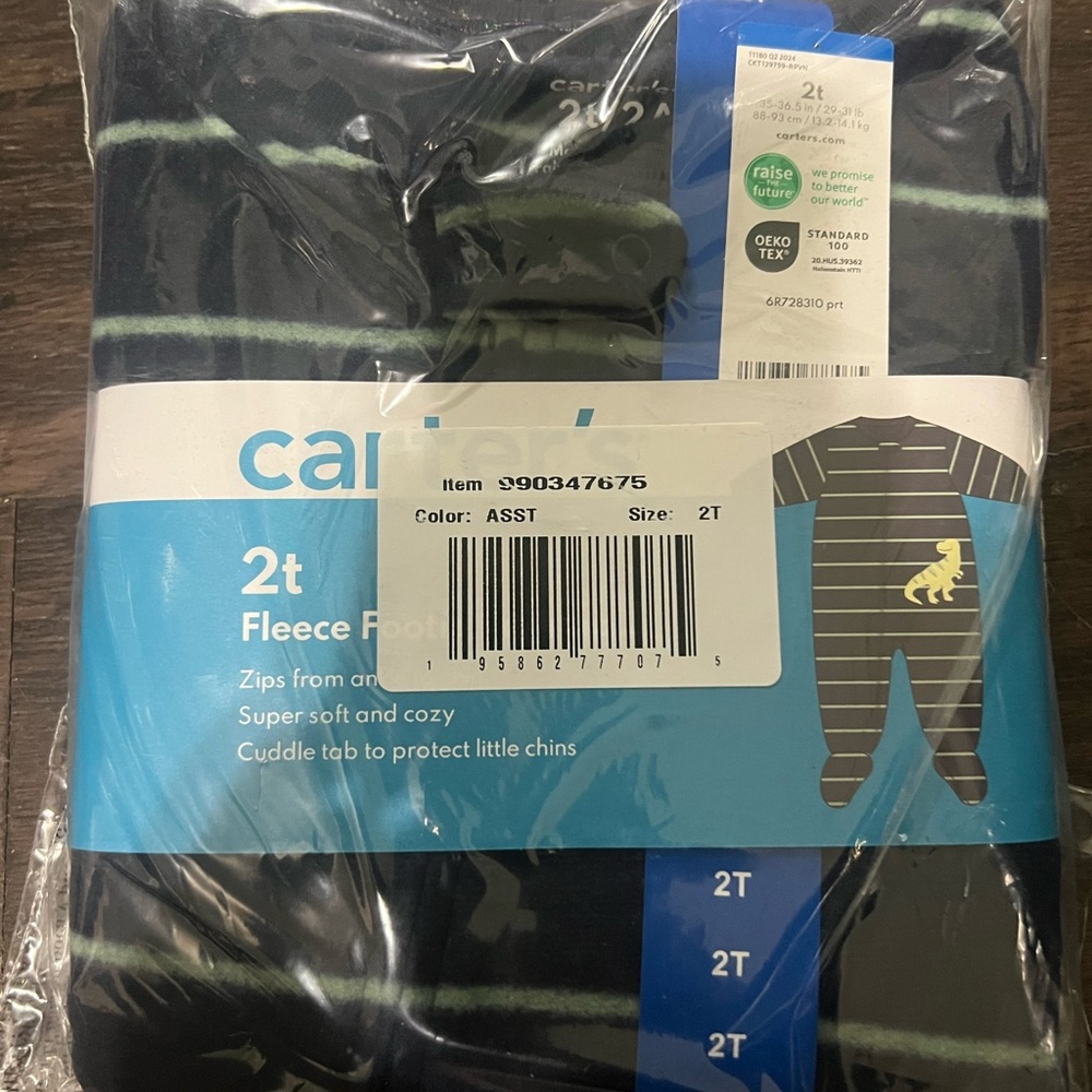 Carter's Navy and White Fleece Pajamas with Dinosaur